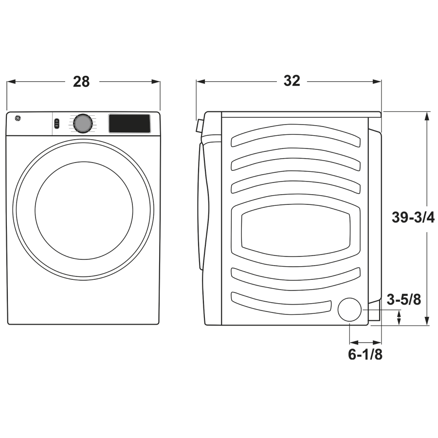 GE WHITE 7.8CU FRONT LOAD DRYER - White|Black - Dryers - Additional View 28