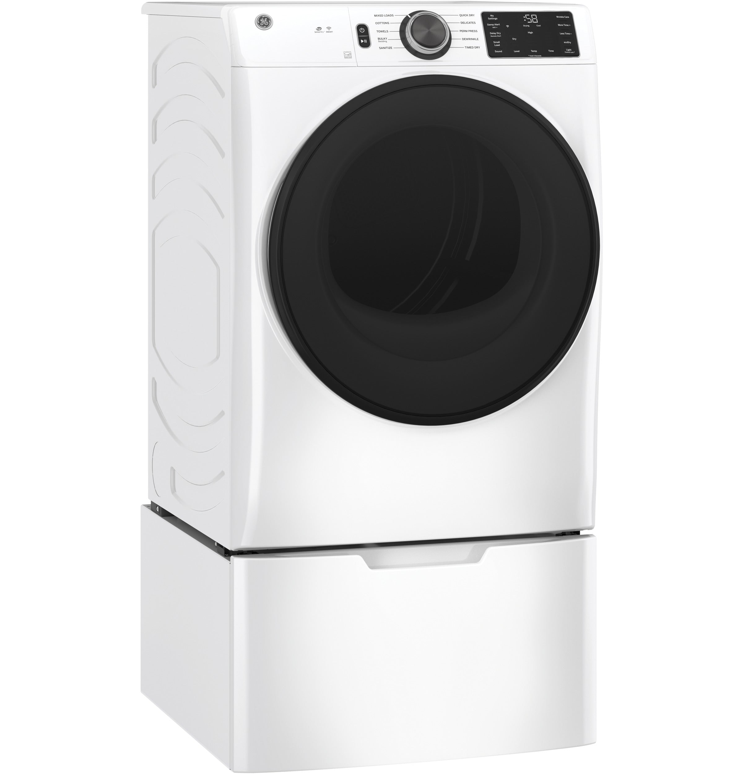 GE WHITE 7.8CU FRONT LOAD DRYER - White|Black - Dryers - Additional View 2