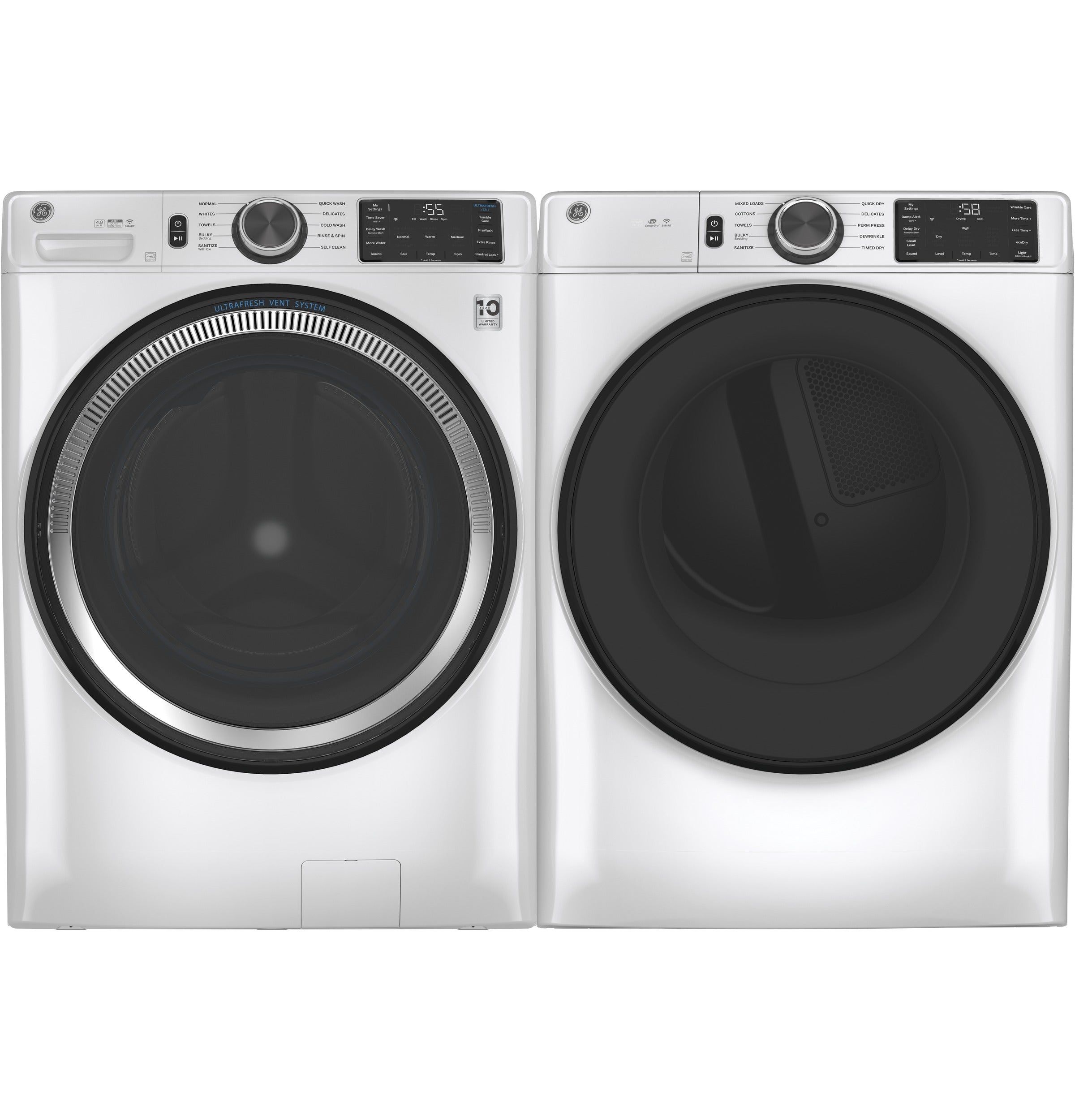 GE WHITE 7.8CU FRONT LOAD DRYER - White|Black - Dryers - Additional View 3