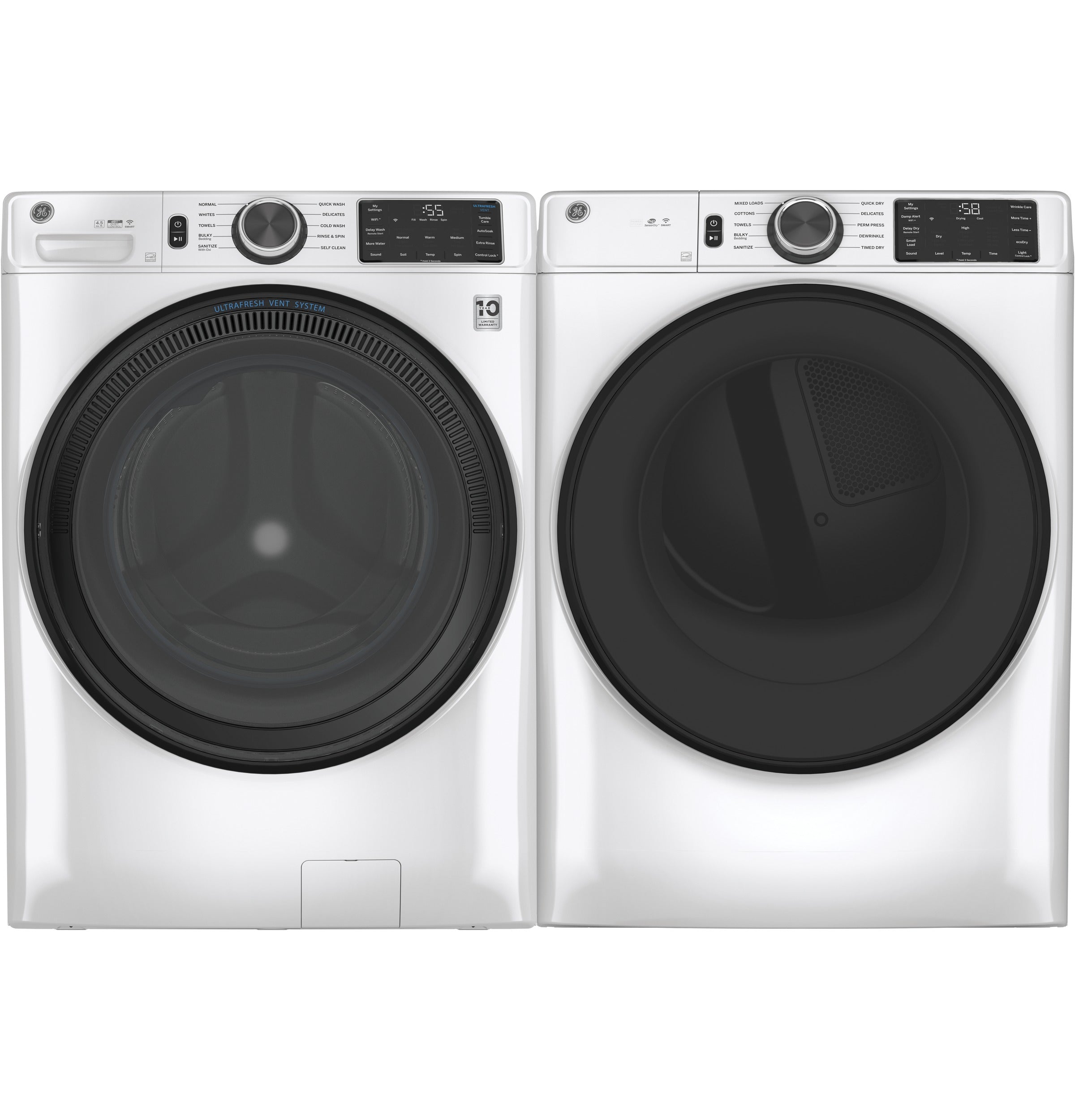 GE WHITE 7.8CU FRONT LOAD DRYER - White|Black - Dryers - Additional View 4