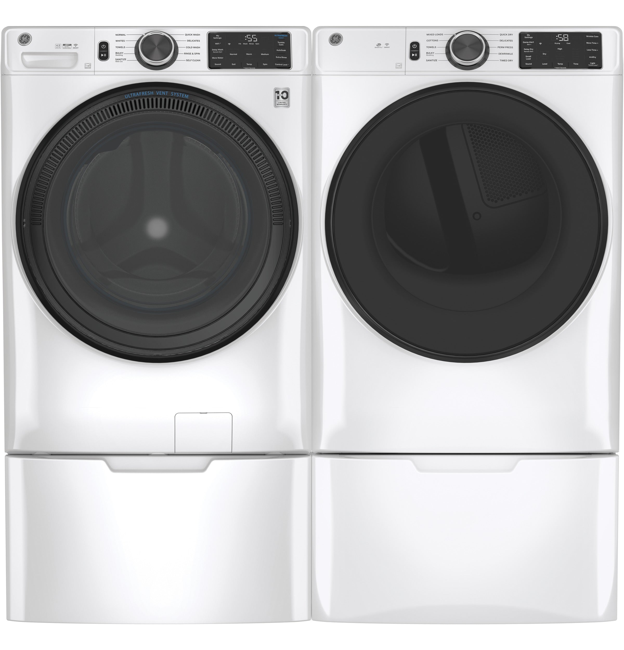 GE WHITE 7.8CU FRONT LOAD DRYER - White|Black - Dryers - Additional View 6