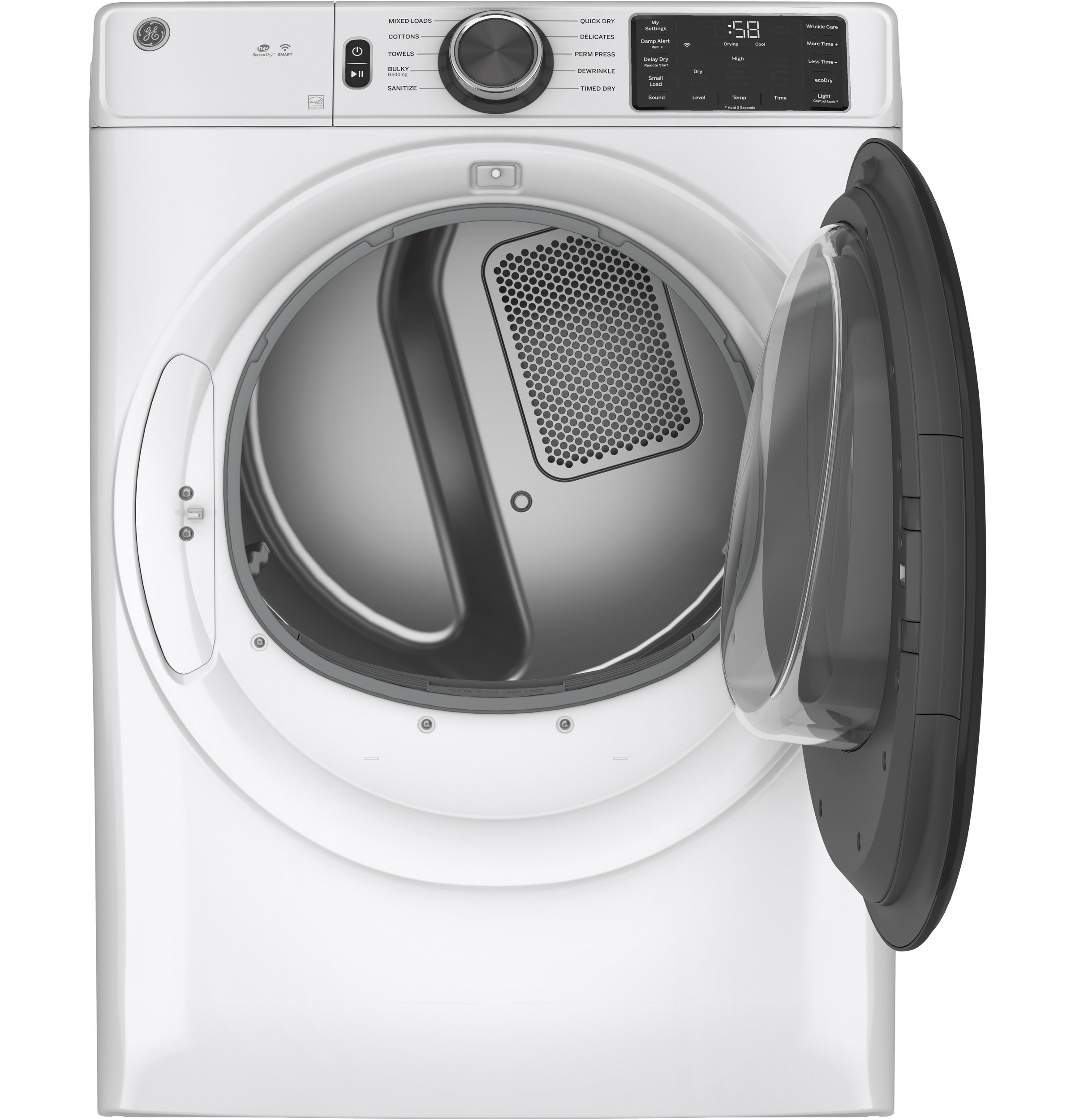 GE WHITE 7.8CU FRONT LOAD DRYER - White|Black - Dryers - Additional View 12