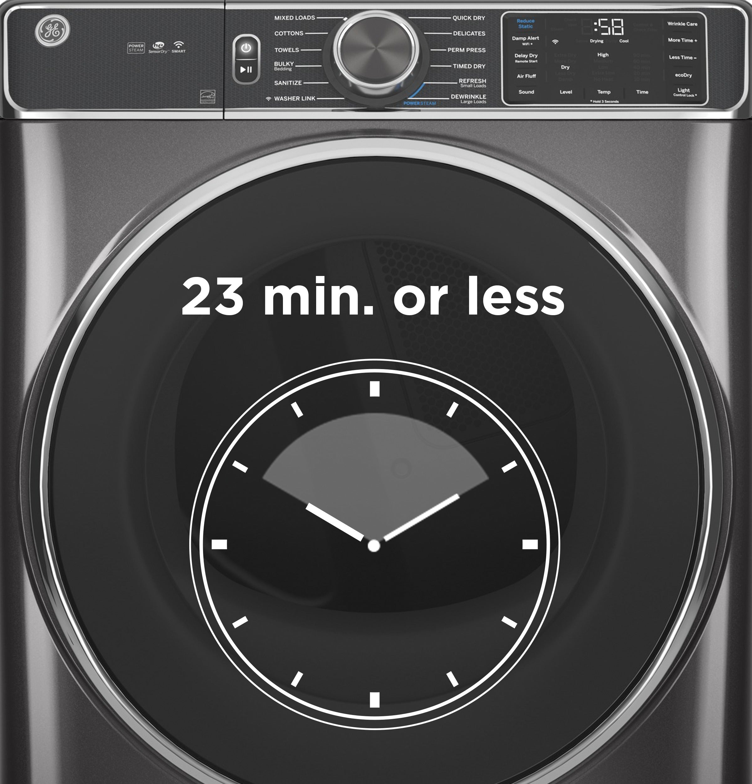 GE WHITE 7.8CU FRONT LOAD DRYER - White|Black - Dryers - Additional View 18