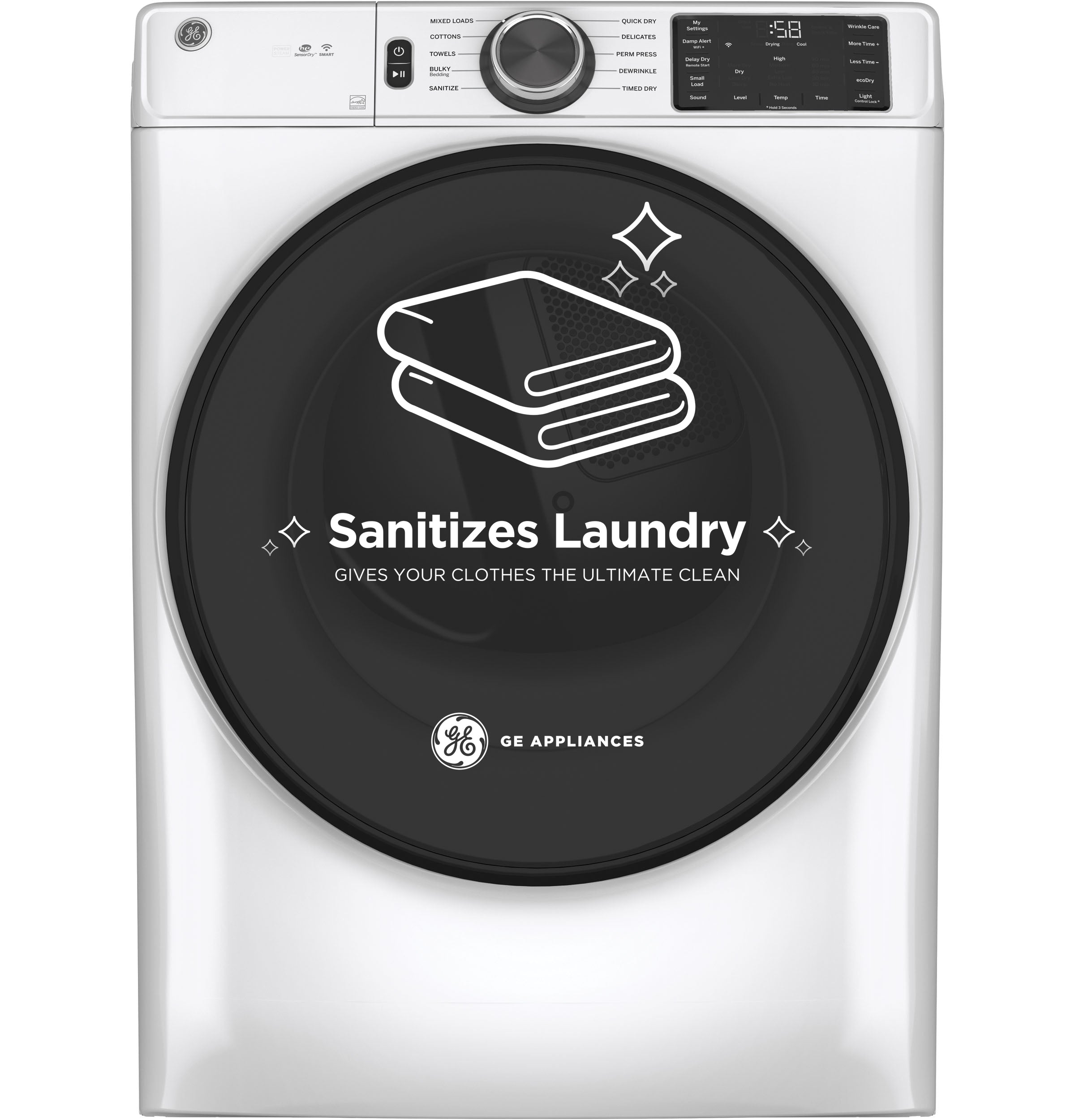GE WHITE 7.8CU FRONT LOAD DRYER - White|Black - Dryers - Additional View 24