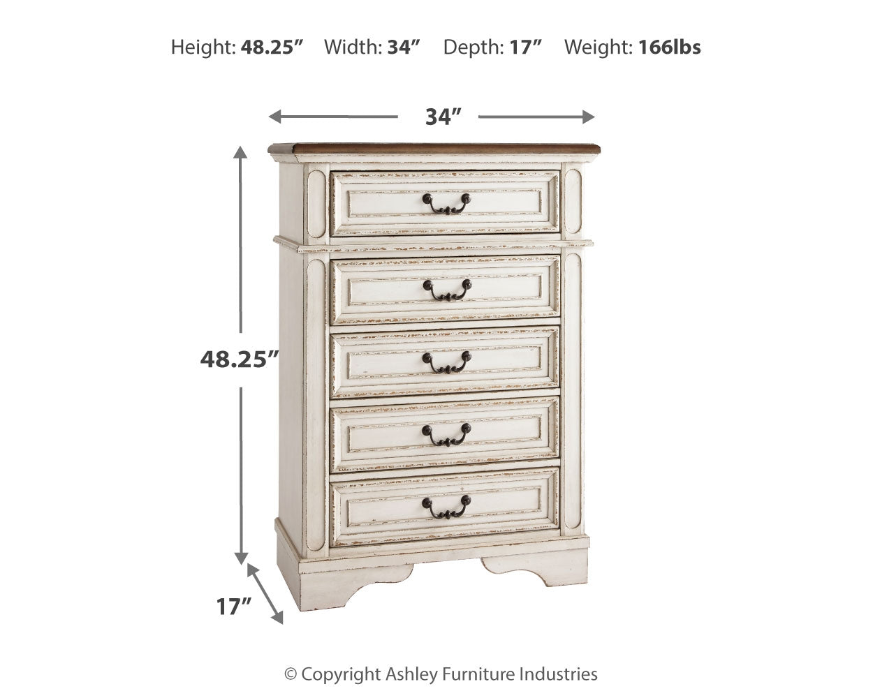 Ashley Furniture - REALYN CHEST - White Wood - Chests - Additional View 3