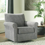 Ashley Furniture - RENLEY GRAY SWIVEL GLIDER CHAIR - Pearl Silver Fabric - Chairs - Additional View 1