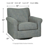 Ashley Furniture - RENLEY GRAY SWIVEL GLIDER CHAIR - Pearl Silver Fabric - Chairs - Additional View 3