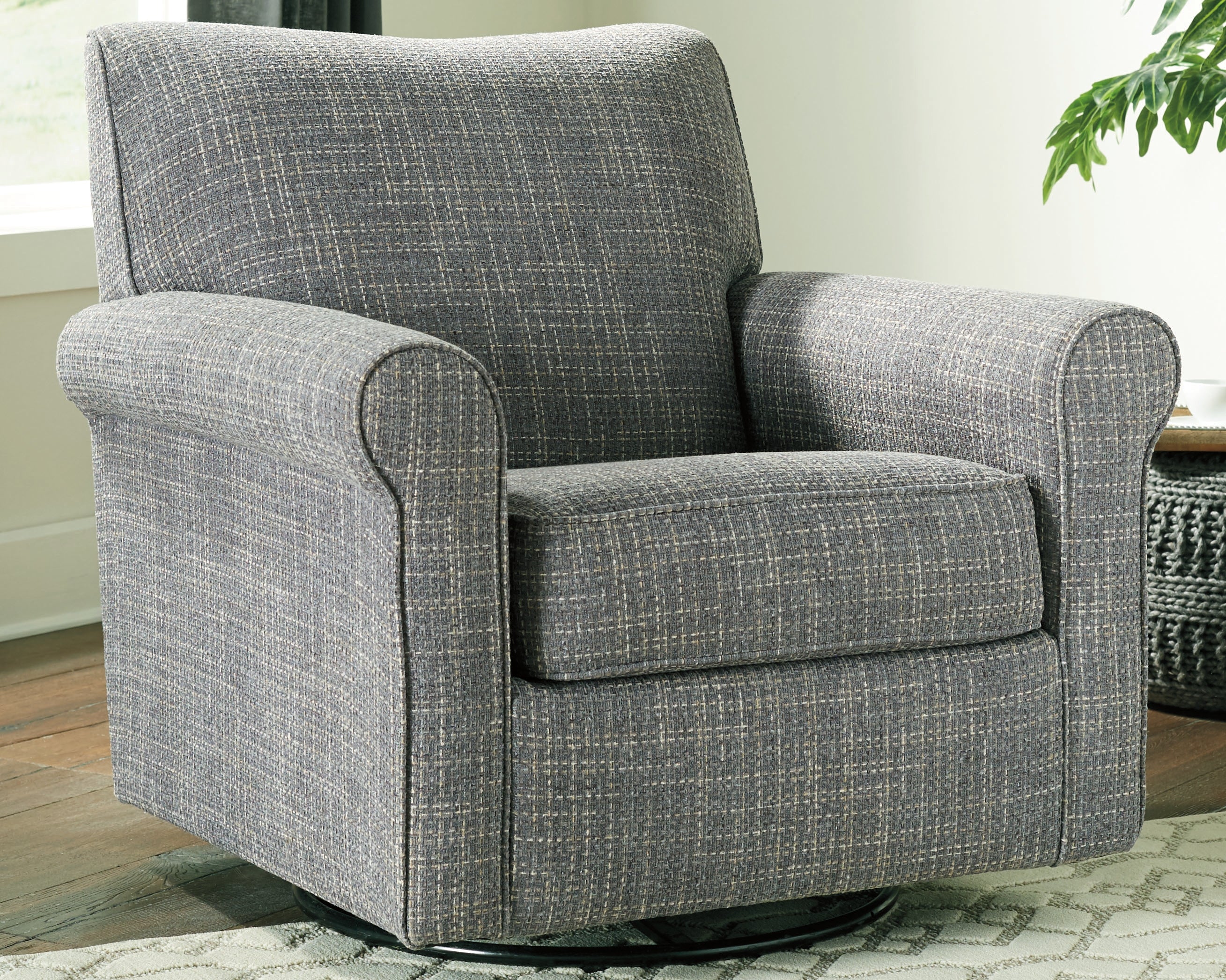 Ashley Furniture - RENLEY GRAY SWIVEL GLIDER CHAIR - Pearl Silver Fabric - Chairs - Additional View 7