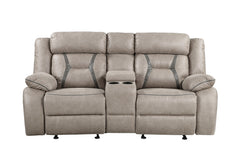 Steve Silver Furniture - TYSON RECLINING GLIDER LOVESEAT - Dark Gray Faux Leather - Loveseats