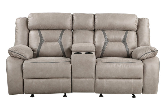 Steve Silver Furniture - TYSON RECLINING GLIDER LOVESEAT - Dark Gray Faux Leather - Loveseats