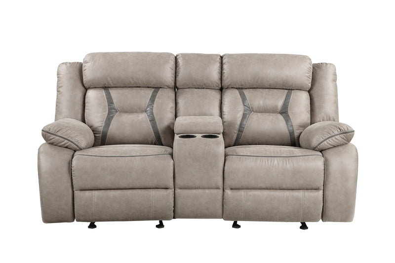 Steve Silver Furniture - TYSON RECLINING GLIDER LOVESEAT - Dark Gray Faux Leather - Loveseats