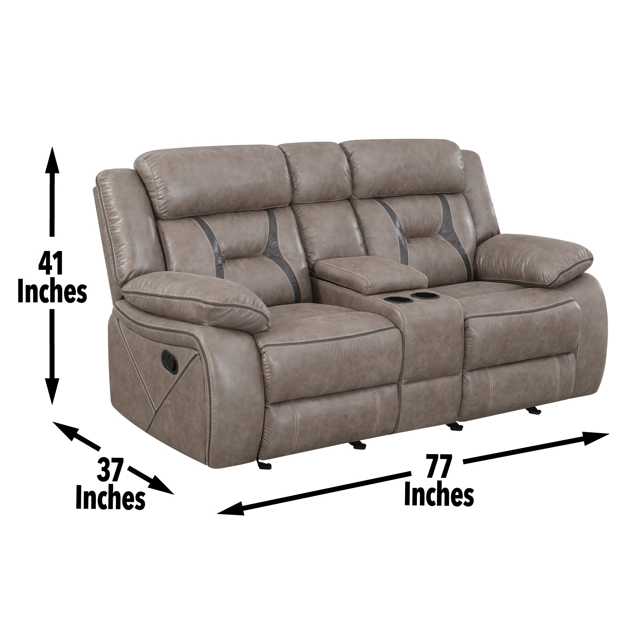 Steve Silver Furniture - TYSON RECLINING GLIDER LOVESEAT - Dark Gray Faux Leather - Loveseats - Additional View 1