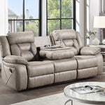 Steve Silver Furniture - TYSON RECLINING GLIDER LOVESEAT - Dark Gray Faux Leather - Loveseats - Additional View 3