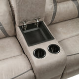 Steve Silver Furniture - TYSON RECLINING GLIDER LOVESEAT - Dark Gray Faux Leather - Loveseats - Additional View 4