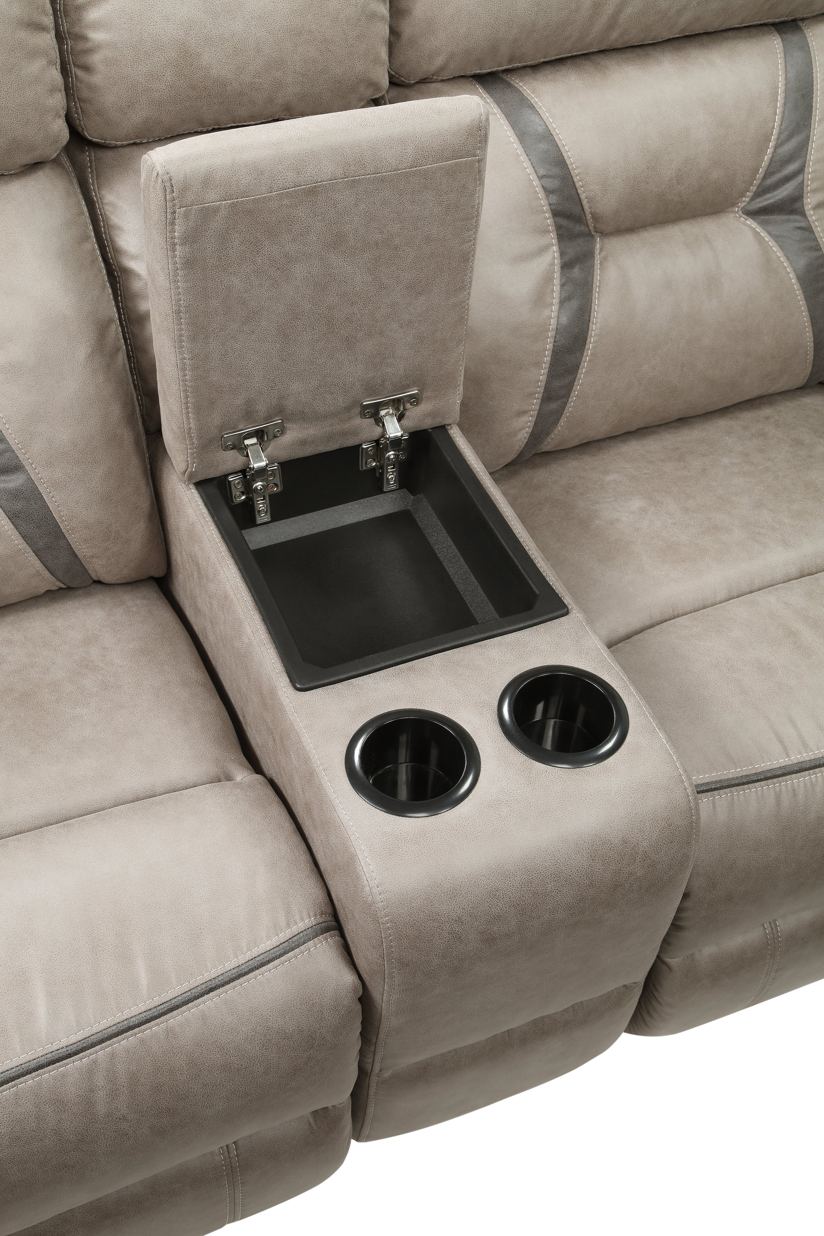 Steve Silver Furniture - TYSON RECLINING GLIDER LOVESEAT - Dark Gray Faux Leather - Loveseats - Additional View 4