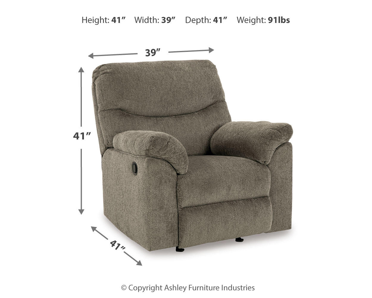 Ashley Furniture - Alphons Recliner - Beige Fabric - Recliners - Additional View 8