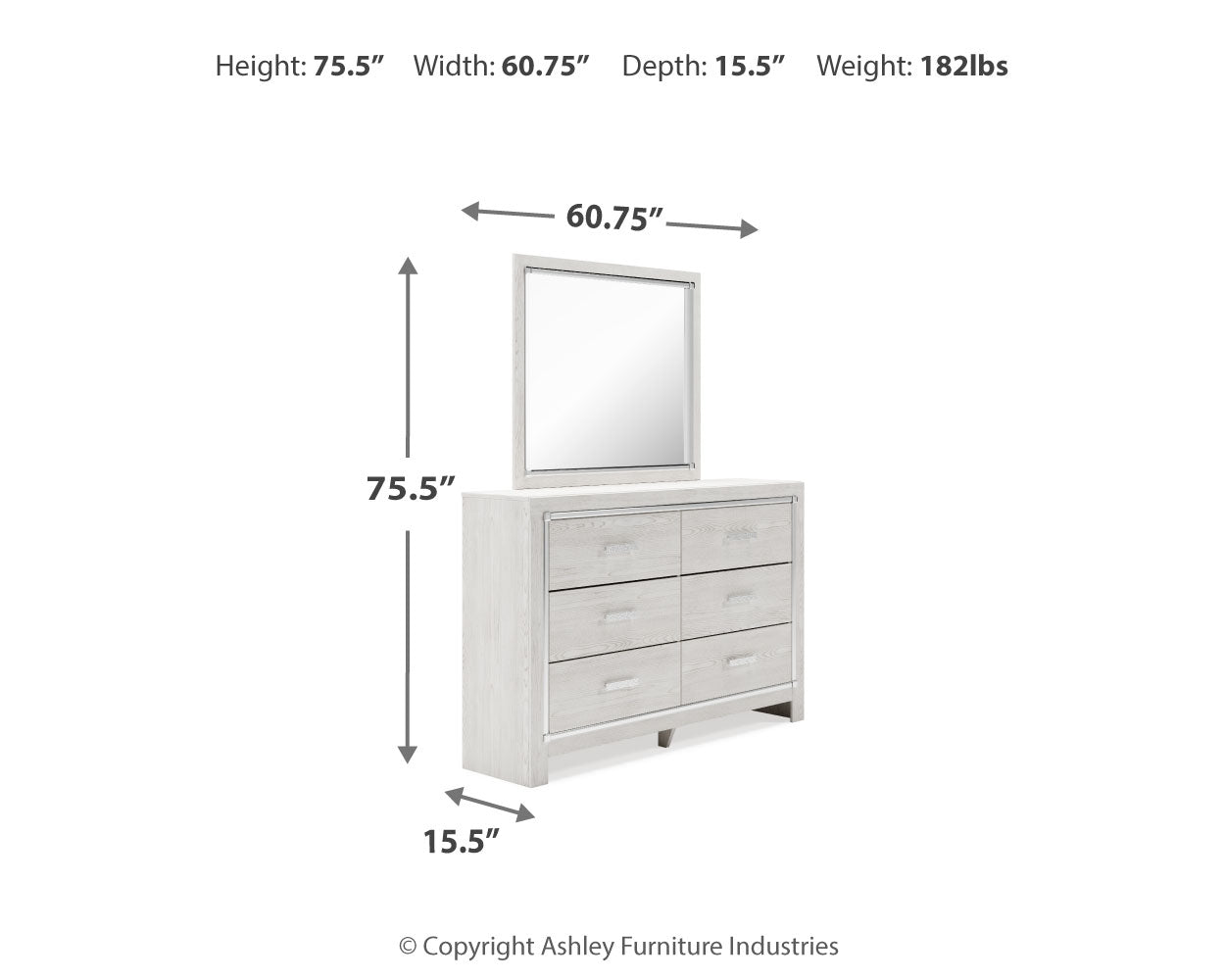 Ashley Furniture - Altyra Dresser And Mirror - White Wood - Dresser & Mirror - Additional View 4