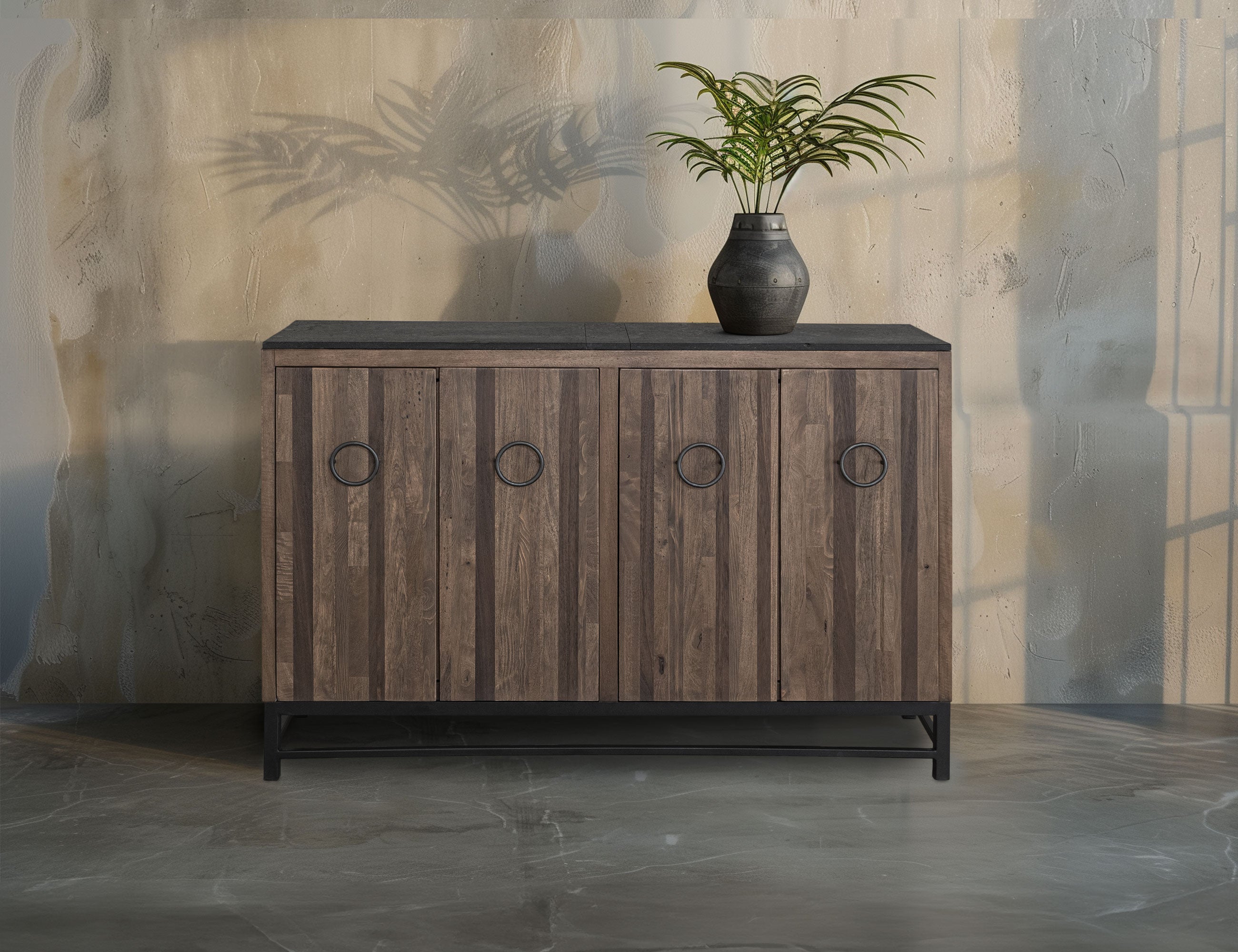 International Furniture Direct - IRONWOOD CONSOLE - Dark Brown Wood|Metal - Tables - Additional View 3