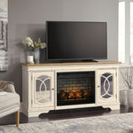Ashley Furniture - REALYN 74" TV STAND WITH FIREPLACE - White|Black Glass|Wood - TV Stands - Additional View 1
