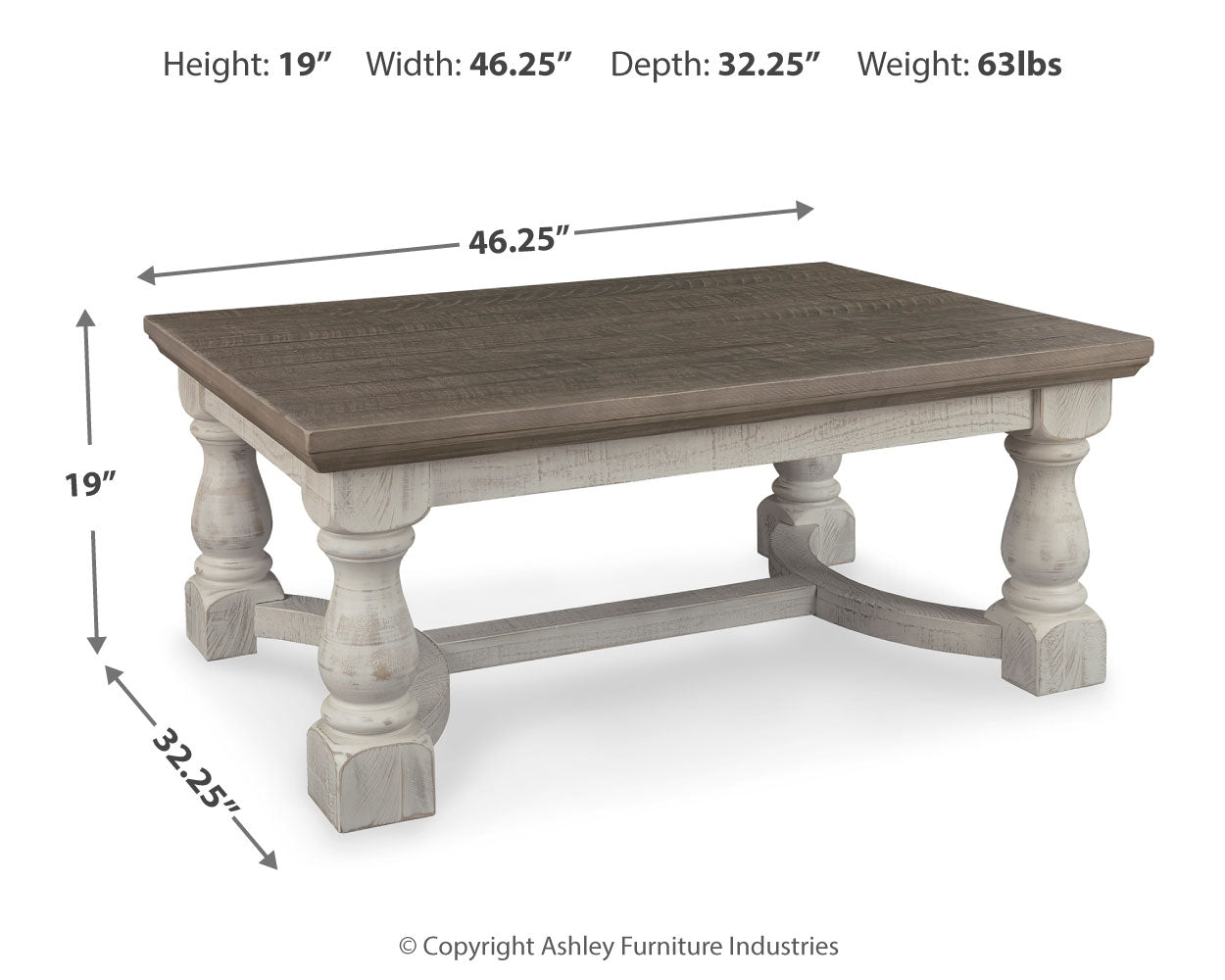 Ashley Furniture - HAVALANCE RECTANGULAR COCKTAIL TABLE - Dark Gray Wood - Tables - Additional View 3