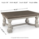 Ashley Furniture - HAVALANCE RECTANGULAR COCKTAIL TABLE - Dark Gray Wood - Tables - Additional View 3