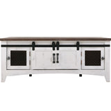 International Furniture Direct - PUEBLO WHITE COCKTAIL TABLE - White|Dark Brown Wood - Tables