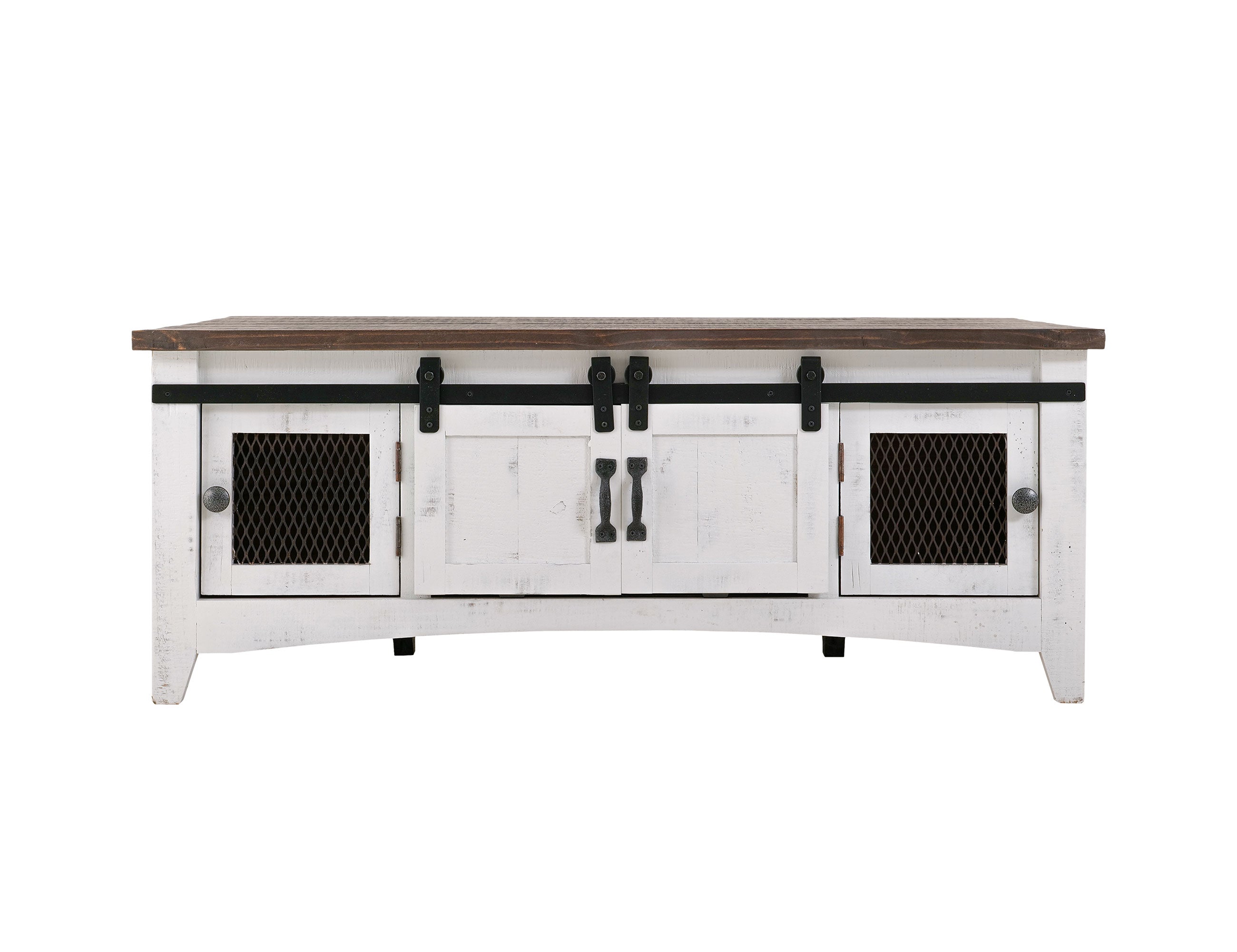 International Furniture Direct - PUEBLO WHITE COCKTAIL TABLE - White|Dark Brown Wood - Tables