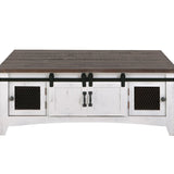 International Furniture Direct - PUEBLO WHITE COCKTAIL TABLE - White|Dark Brown Wood - Tables - Additional View 1
