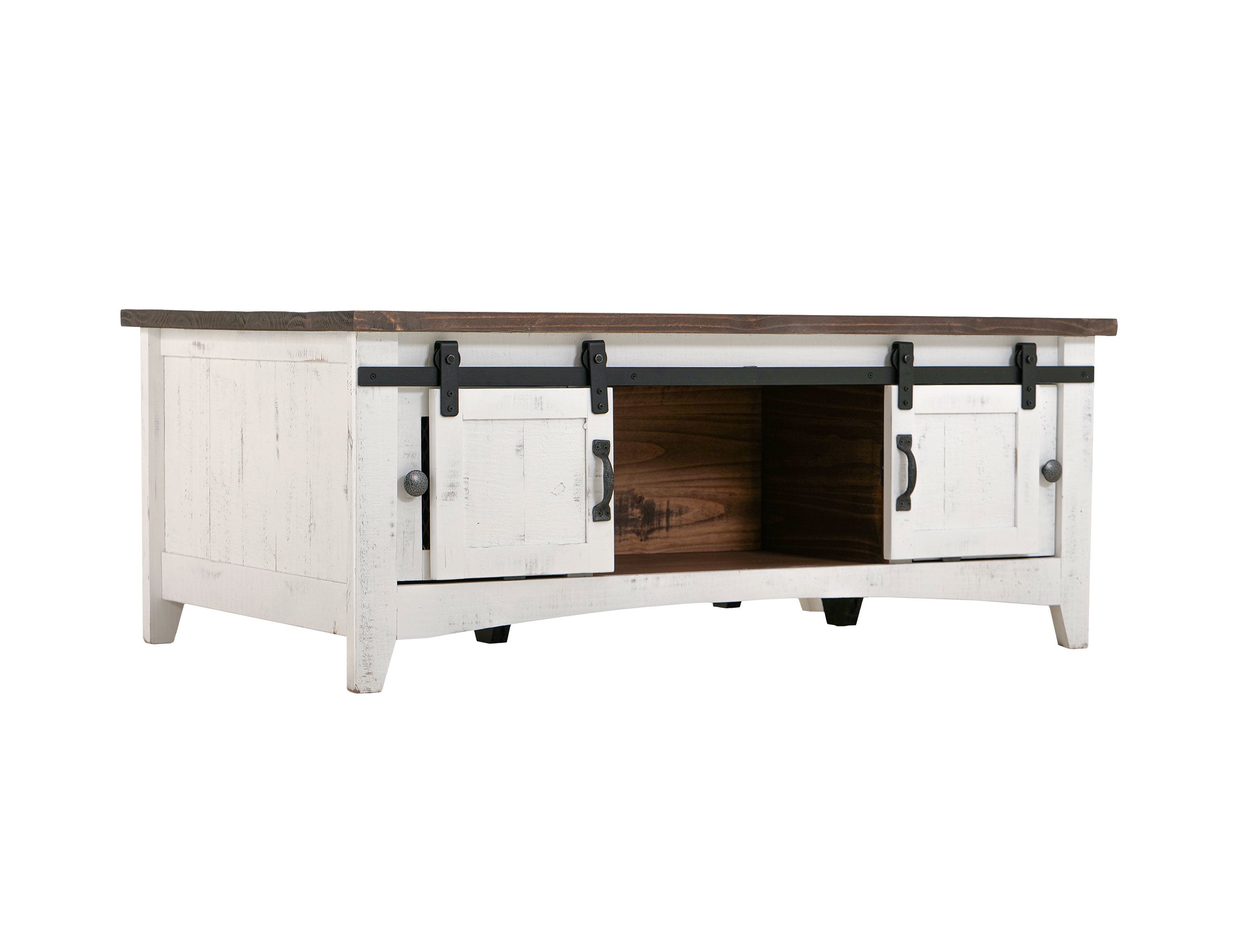 International Furniture Direct - PUEBLO WHITE COCKTAIL TABLE - White|Dark Brown Wood - Tables - Additional View 2