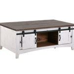 International Furniture Direct - PUEBLO WHITE COCKTAIL TABLE - White|Dark Brown Wood - Tables - Additional View 3