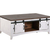 International Furniture Direct - PUEBLO WHITE COCKTAIL TABLE - White|Dark Brown Wood - Tables - Additional View 3