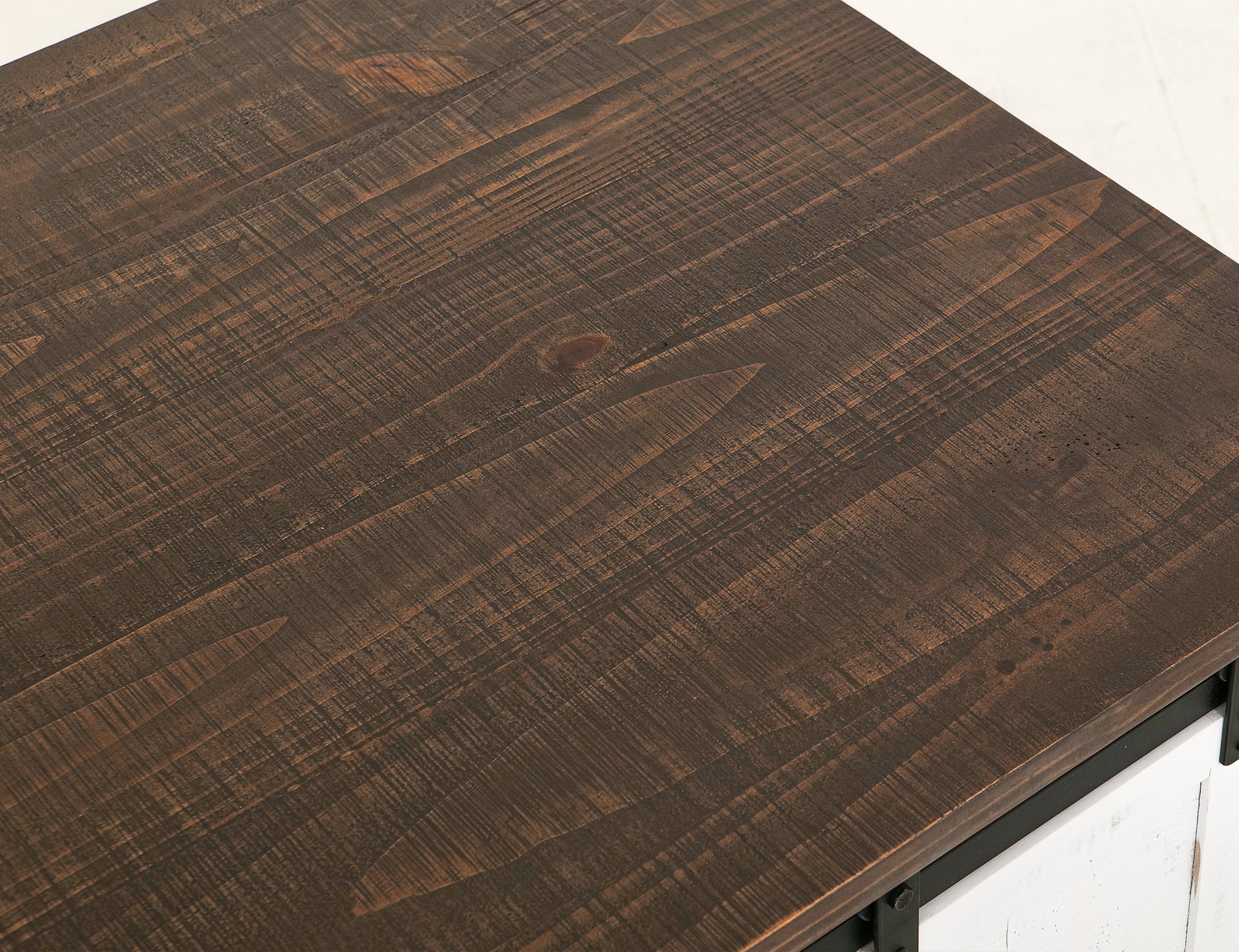 International Furniture Direct - PUEBLO WHITE COCKTAIL TABLE - White|Dark Brown Wood - Tables - Additional View 7