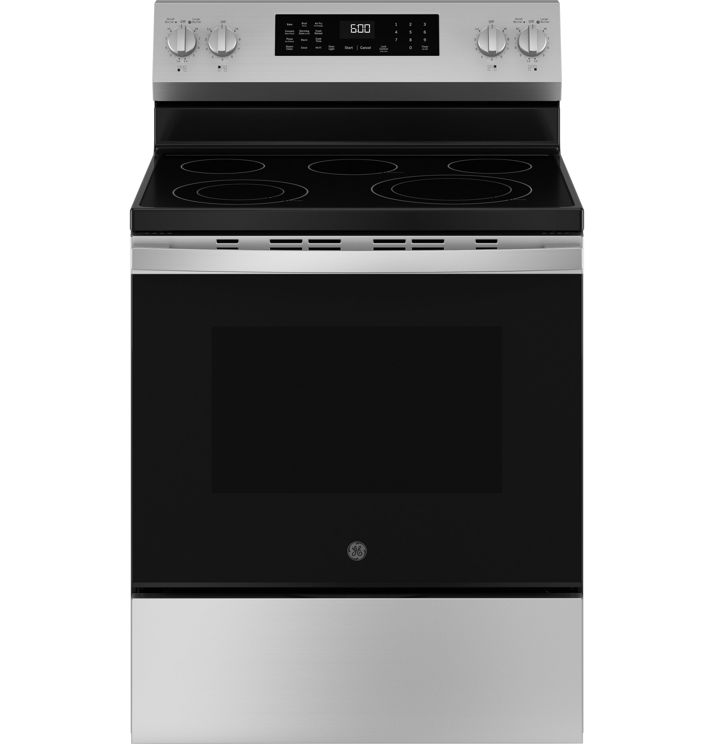 GE STAINLESS STEEL ELECTRIC CONVECTION WITH AIR FRY RANGE - Pearl Silver|Black - Ranges