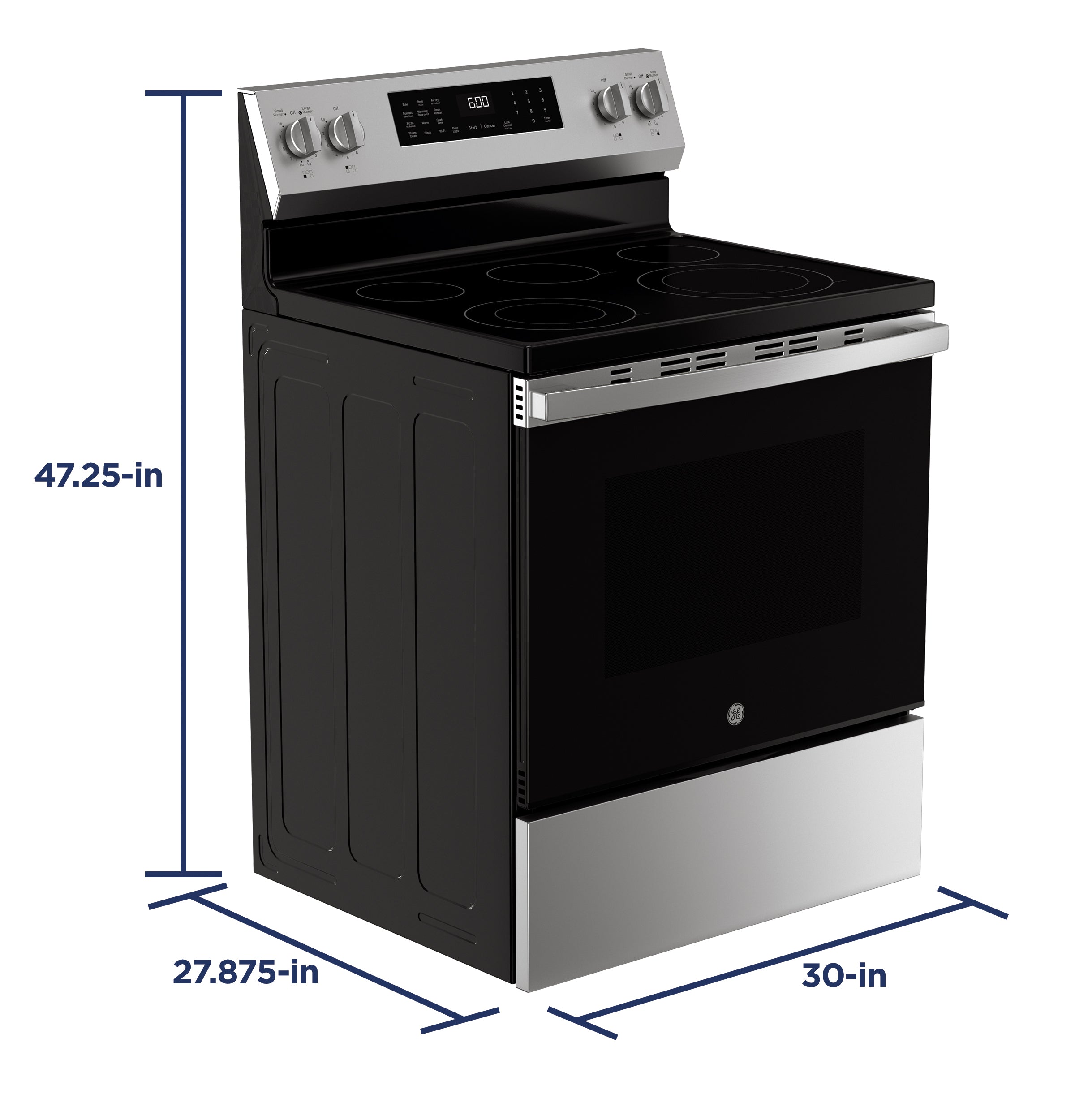 GE STAINLESS STEEL ELECTRIC CONVECTION WITH AIR FRY RANGE - Pearl Silver|Black - Ranges - Additional View 33