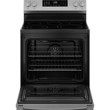 GE STAINLESS STEEL ELECTRIC CONVECTION WITH AIR FRY RANGE - Pearl Silver|Black - Ranges - Additional View 2
