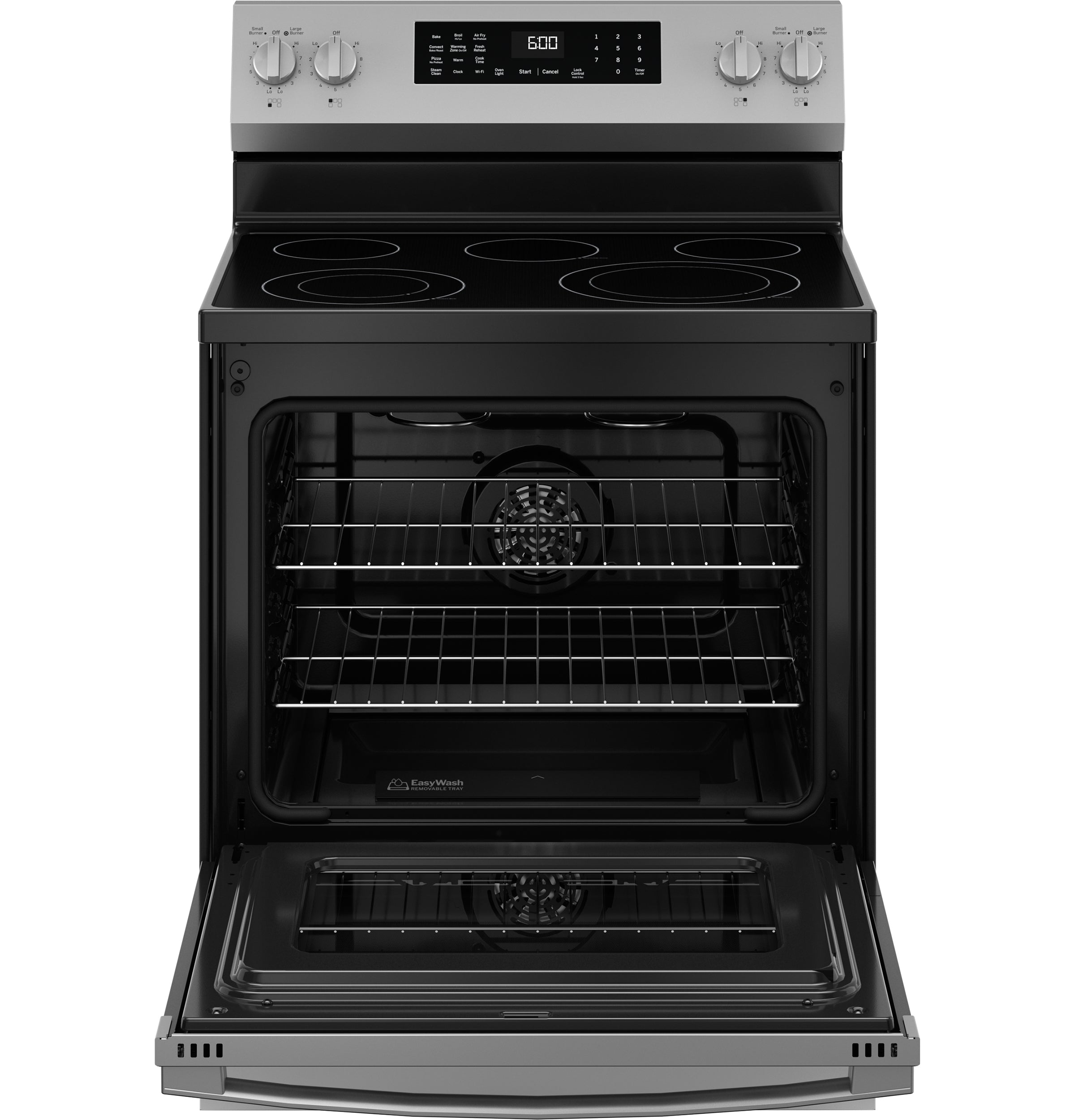 GE STAINLESS STEEL ELECTRIC CONVECTION WITH AIR FRY RANGE - Pearl Silver|Black - Ranges - Additional View 2