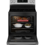 GE STAINLESS STEEL ELECTRIC CONVECTION WITH AIR FRY RANGE - Pearl Silver|Black - Ranges - Additional View 3