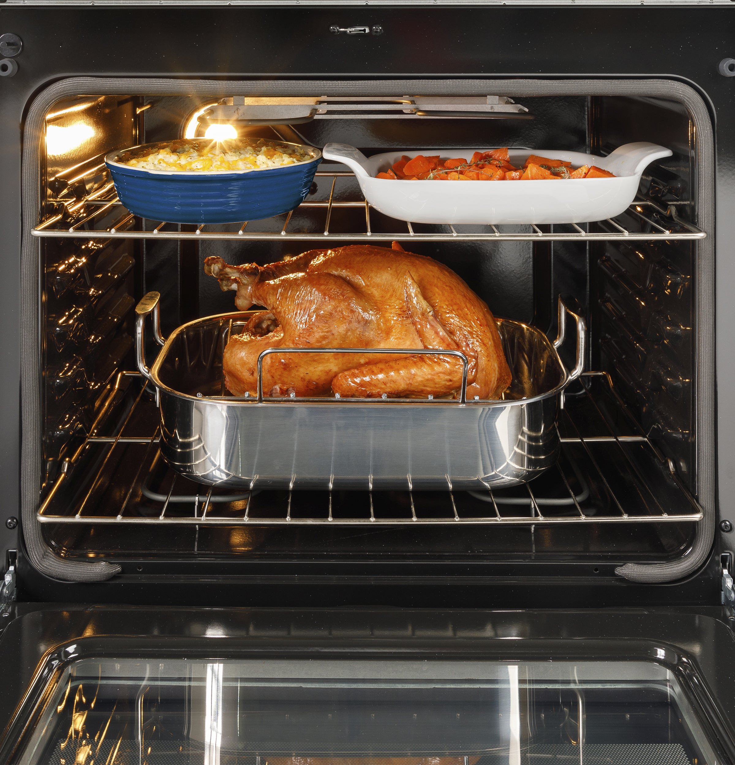 GE STAINLESS STEEL ELECTRIC CONVECTION WITH AIR FRY RANGE - Pearl Silver|Black - Ranges - Additional View 11