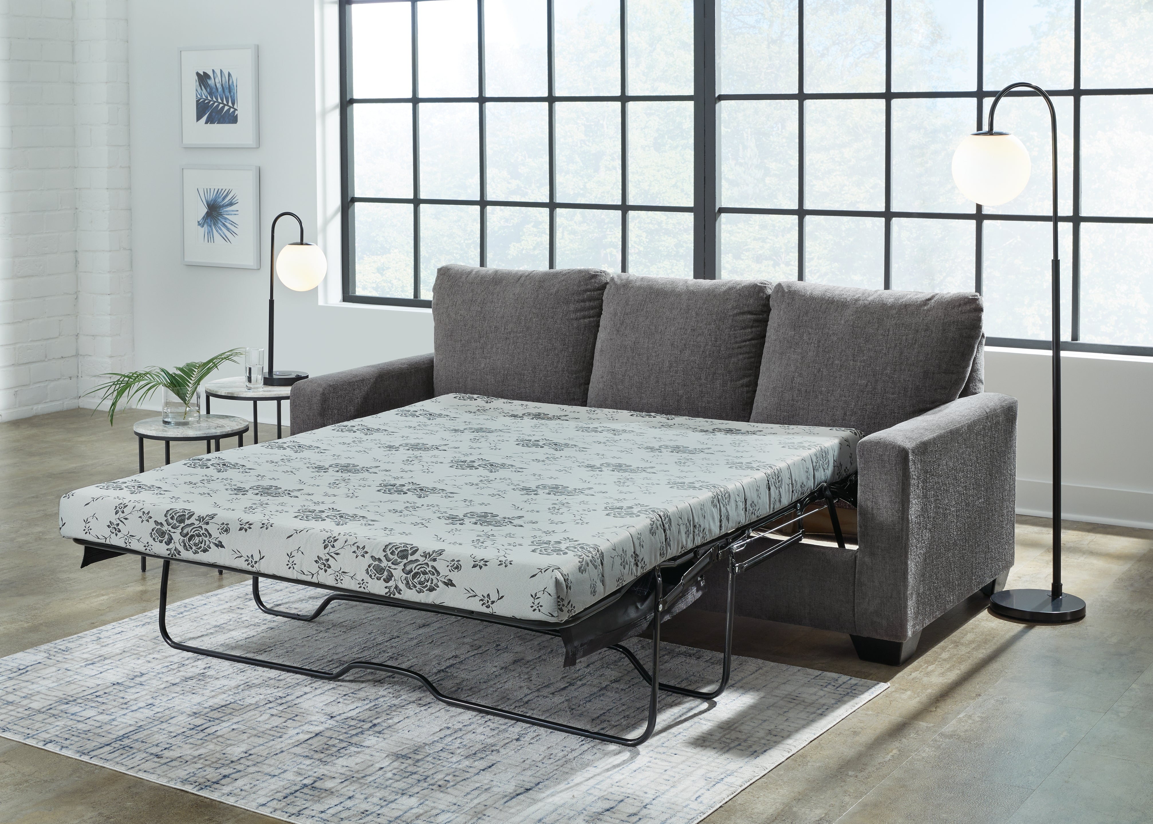 Ashley Furniture - Rannis Queen Sleeper - Pewter - Dark Gray Fabric - Sofas - Additional View 8