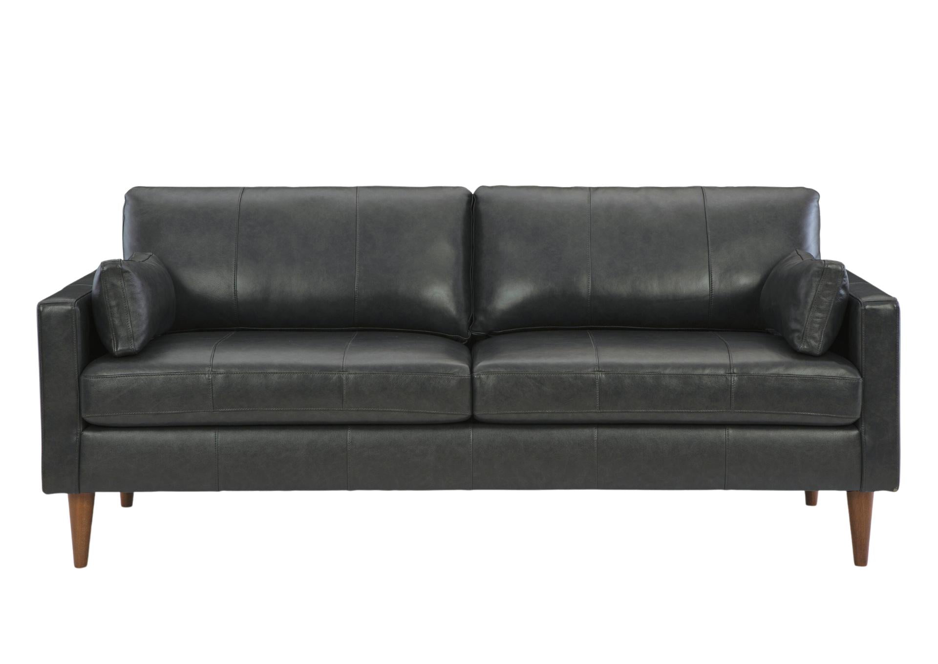 TRAFTON CHARCOAL LEATHER SOFA