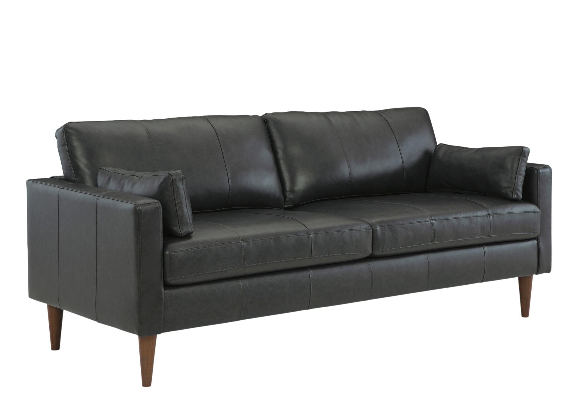 TRAFTON CHARCOAL LEATHER SOFA - Additional View 1