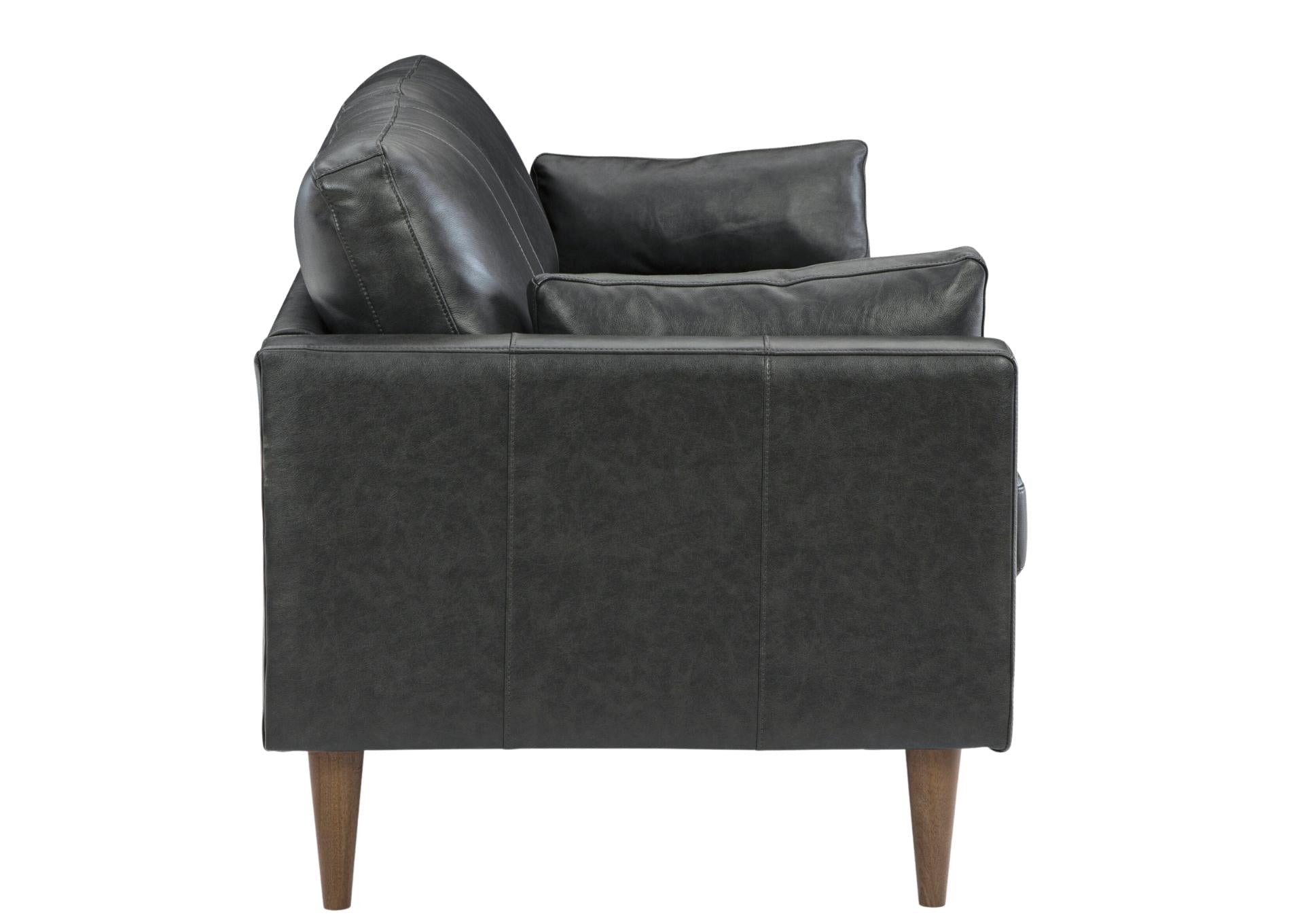 TRAFTON CHARCOAL LEATHER SOFA - Additional View 2
