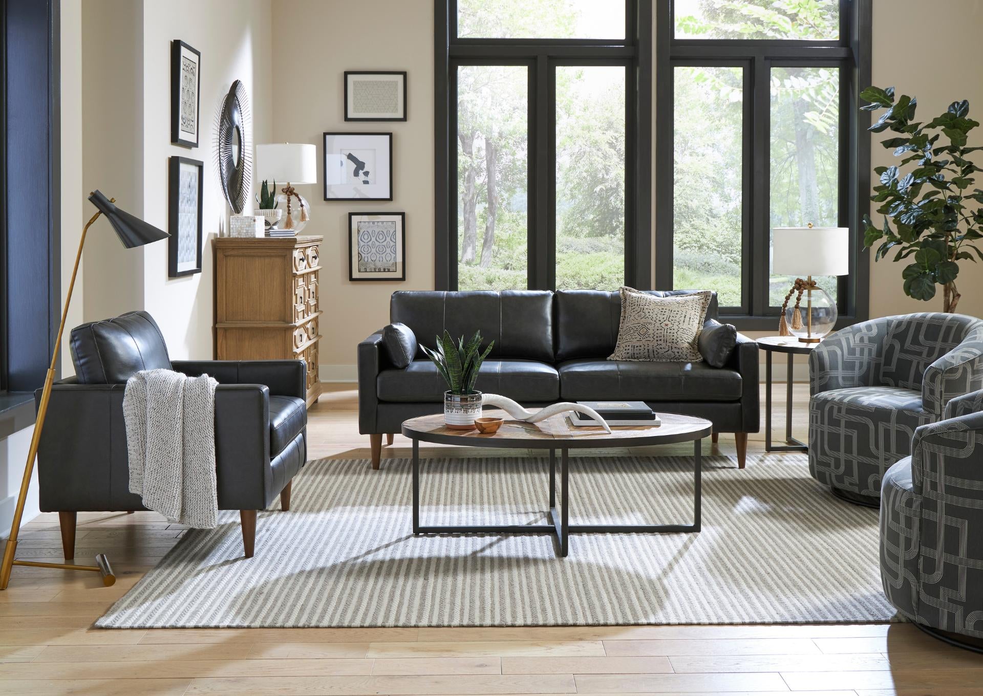 TRAFTON CHARCOAL LEATHER SOFA - Additional View 3