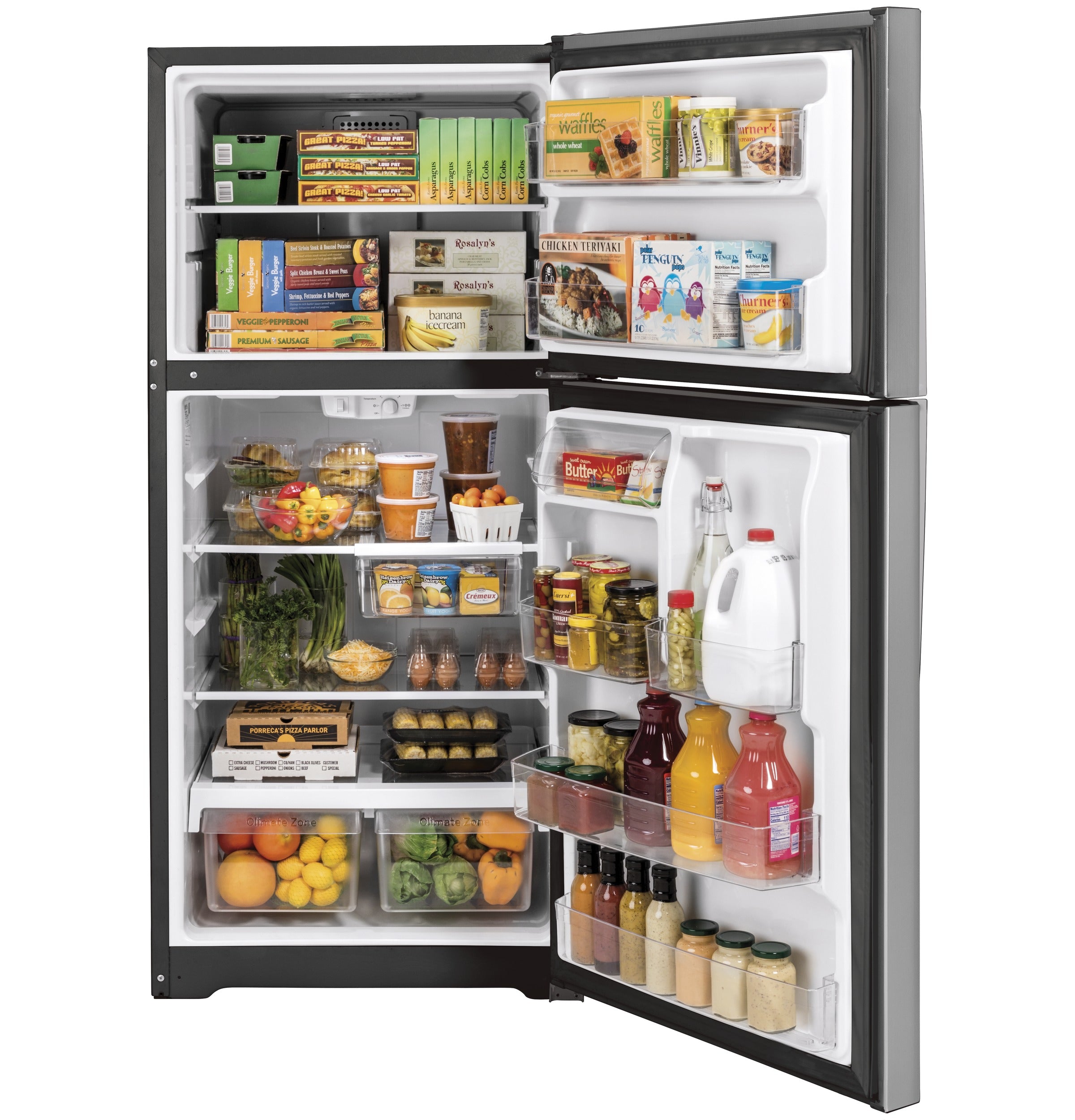 GE STAINLESS STEEL 22CU TOP FREEZER REFRIGERATOR - Pearl Silver - Refrigerators - Additional View 1
