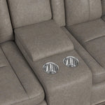 Elements International - LANTANA ROCKY GREY/BROWN 2P POWER LOVESEAT - Gray Faux Leather - Loveseats - Additional View 10