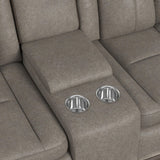 Elements International - LANTANA ROCKY GREY/BROWN 2P POWER LOVESEAT - Gray Faux Leather - Loveseats - Additional View 10
