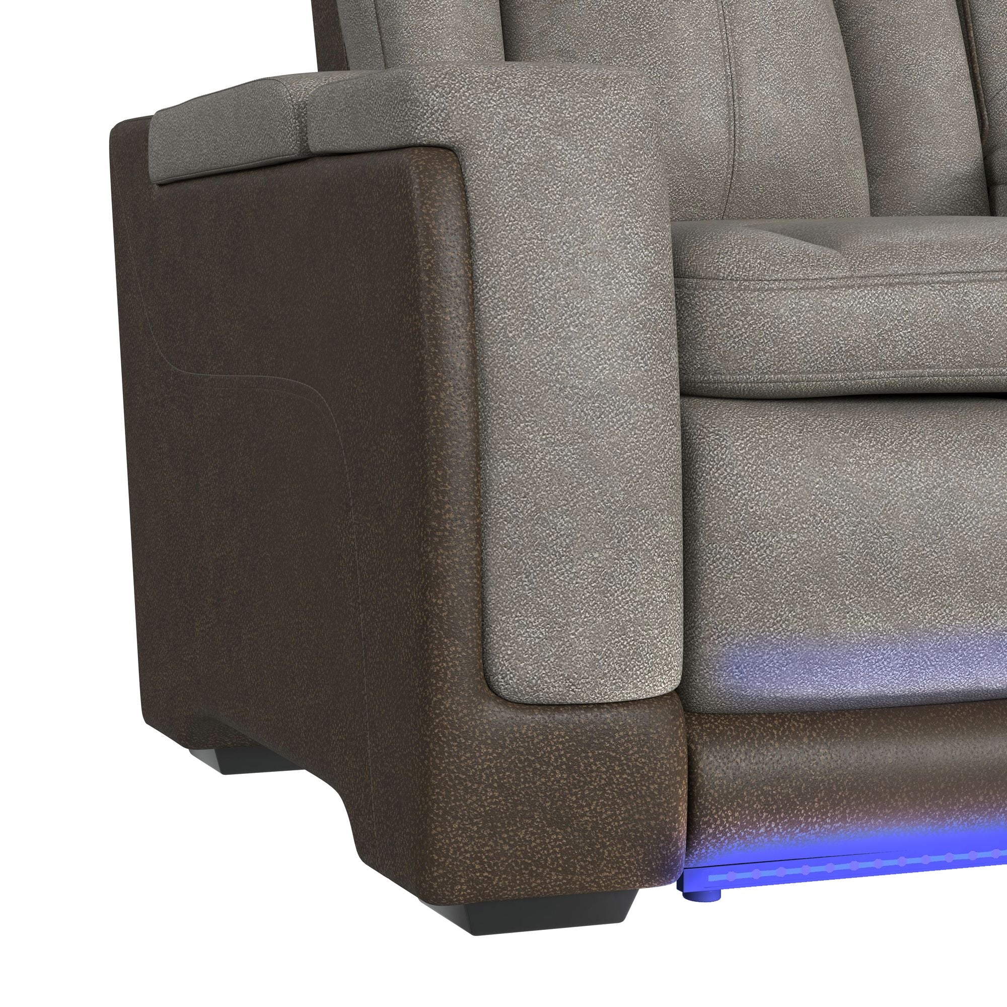 Elements International - LANTANA ROCKY GREY/BROWN 2P POWER LOVESEAT - Gray Faux Leather - Loveseats - Additional View 12