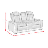 Elements International - LANTANA ROCKY GREY/BROWN 2P POWER LOVESEAT - Gray Faux Leather - Loveseats - Additional View 14