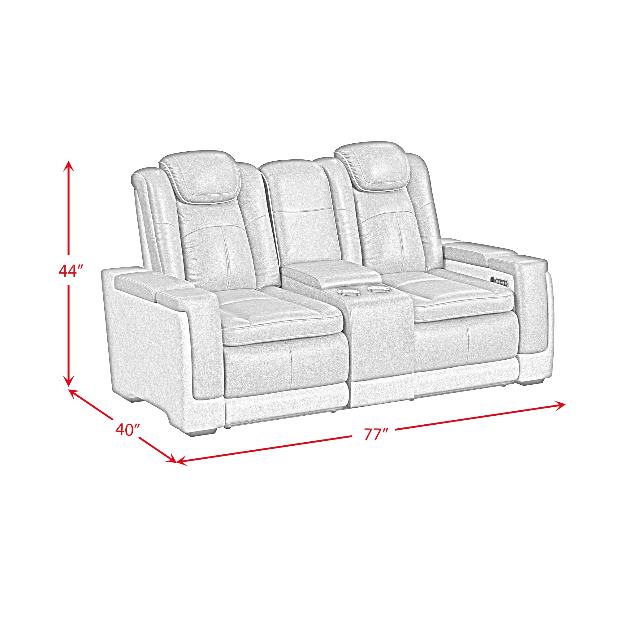 Elements International - LANTANA ROCKY GREY/BROWN 2P POWER LOVESEAT - Gray Faux Leather - Loveseats - Additional View 14