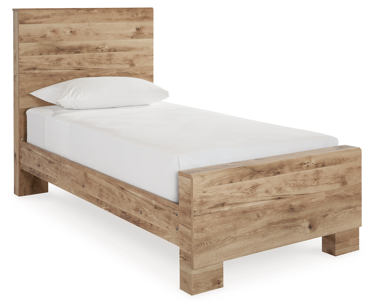 Ashley Furniture - Hyanna Twin Panel Bed - Brown - Beige Wood - Beds